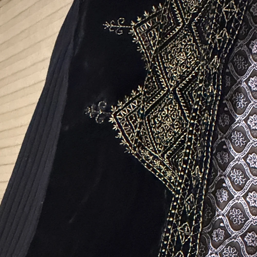 Buckle Black and Gold Velvet Embroidered Vest - Picture 3 of 9